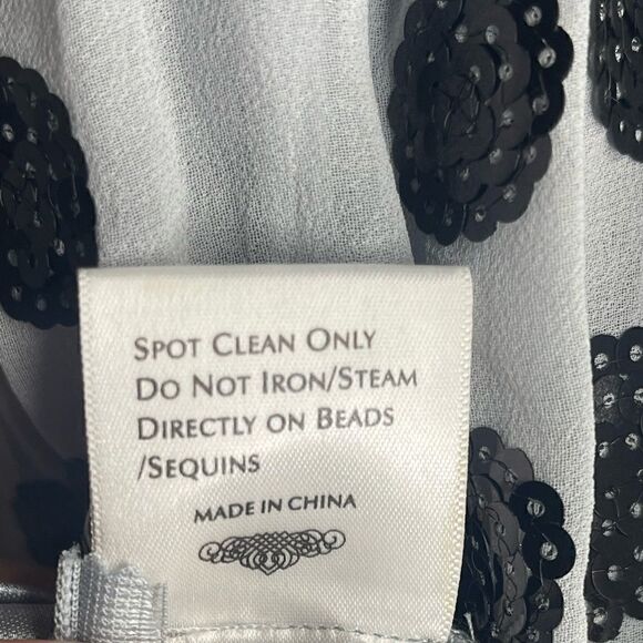 Sue Wong Nocturne Sequined Dress w/ Scoop Neck & Lace Top Size 2 - Picture 13 of 15